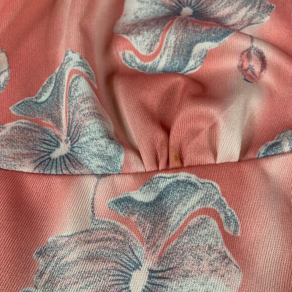 Vintage 70s Peach and Floral print long sleeved fit and flare maxi dress, med - Picture 9 of 11